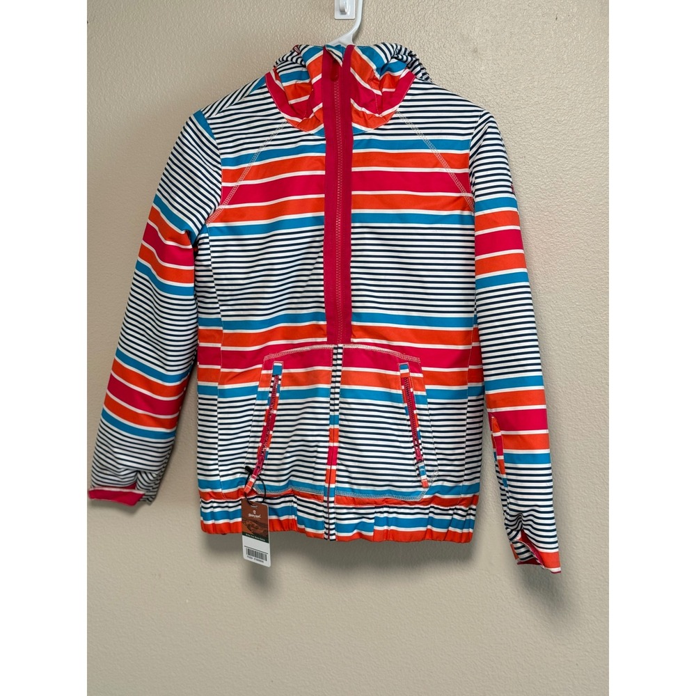 Roxy Girls Dry Flight 10K Striped Ski Jacket Hooded Half Zip Multicolor Size 12